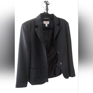Talbots Blazer Womens Jacket Office Work Micro Dot Black SZ 6